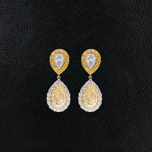 gold bold hoop earrings for women -Yellow & White Diamond Dangle Earrings