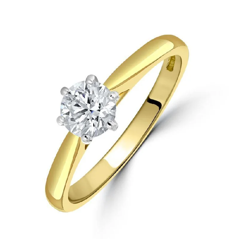 ladies gold rings bird motifs -0.62ct Round Brilliant Cut Diamond Solitaire 18ct Yellow Gold Ring