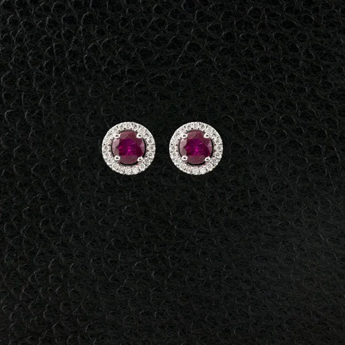 ladies gold earrings for daily wear -Ruby & Diamond Earrings