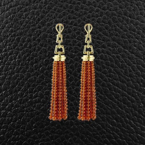 ladies earrings diamond accents -Citrine Tassel Earrings