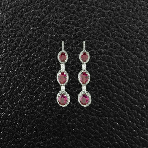 ladies white gold earrings lines -Ruby & Diamond Dangle Earrings