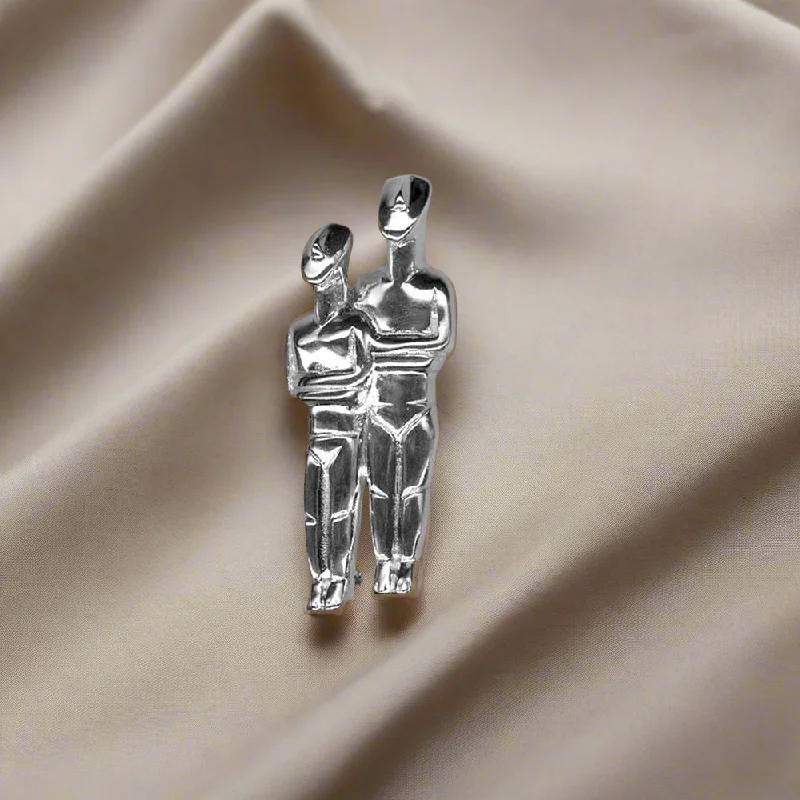 bar accent brooch for women -Figurines type Plastira brooch in sterling silver (K-50)