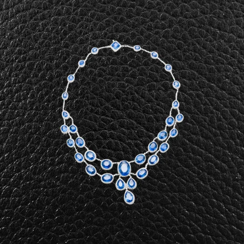 Ladies aqua turquoise necklaces -Sapphire & Diamond Necklace