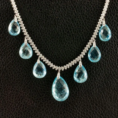 Ladies citrine yellow necklaces -Aquamarine & Diamond Necklace