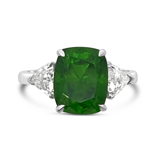 star accent rings for women -Demantoid Garnet & Diamond Ring