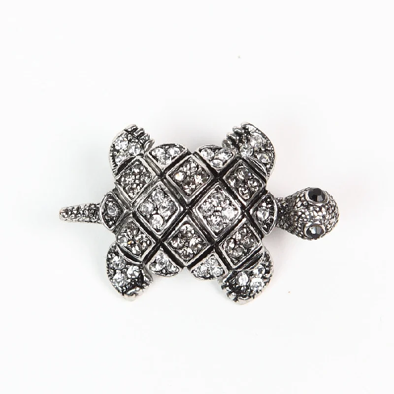 vintage brooch for women retro design -Large Sparkly Diamante Tortoise Brooch