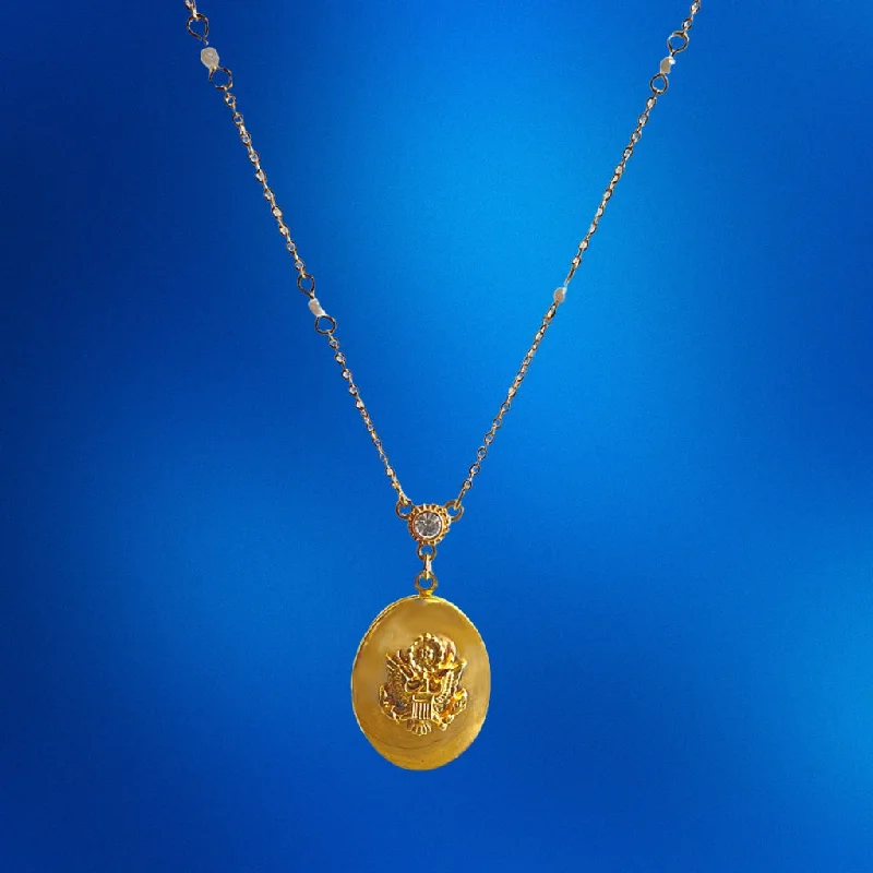 Ladies robust link necklaces -Oval Locket with Great Seal Necklace