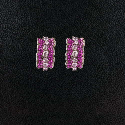 ladies gold earrings for daily wear -Ruby & Pink Sapphire Earrings