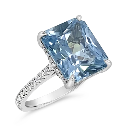 ladies promise rings for couples -Light Blue Sapphire & Diamond Ring