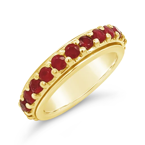 brushed gold rings for women -Ruby & Gold Spinner Ring