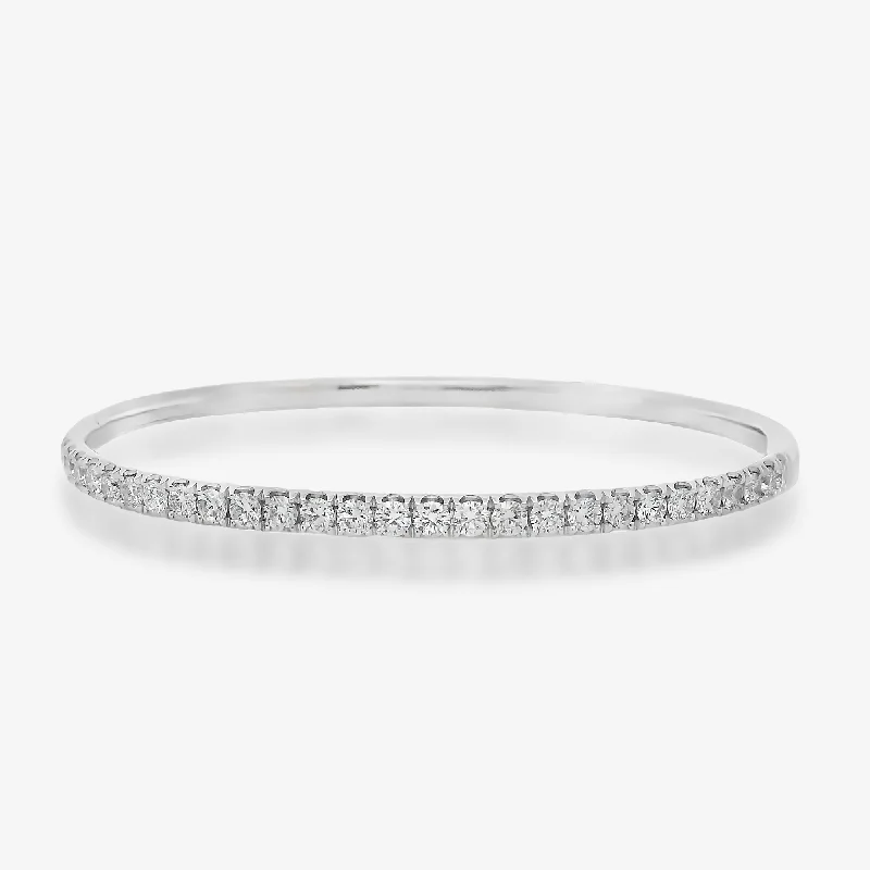 Ladies clear glass bracelets -French Set Classic 1.55CT Halfway Diamond 3.4MM Bangle Bracelet