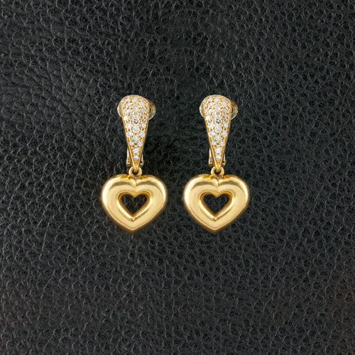 ladies white gold earrings pearls -Chaumet Paris Estate Heart Earrings