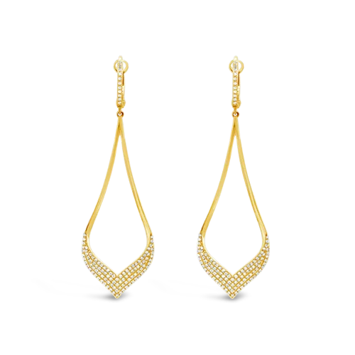 ladies gold earrings intricate patterns -Diamond Teardrop Dangle Earrings