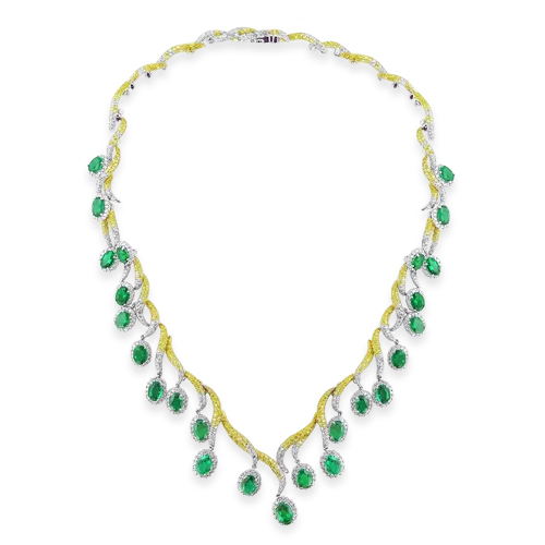 Ladies stone birth necklaces -Emerald & Diamond Necklace