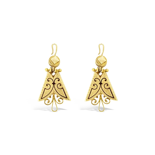 long dangling earrings for women -Gold Antique Earrings