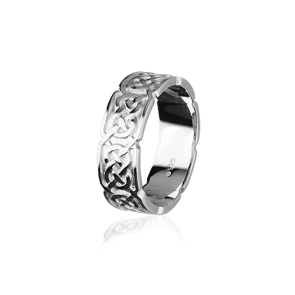 grid pattern rings for women -Celtic Silver Ring XR126