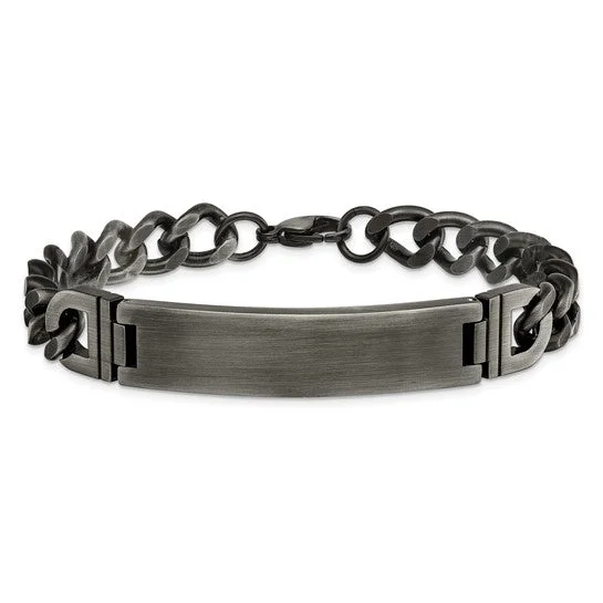 Ladies kin glow bracelets -Stainless Steel Brushed Antiqued Curb Chain 8.75 inch ID Bracelet