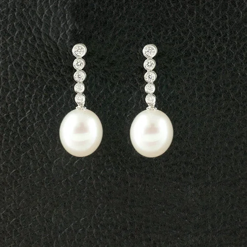 moon drop earrings for women -South Sea Pearl & Diamond Earrings