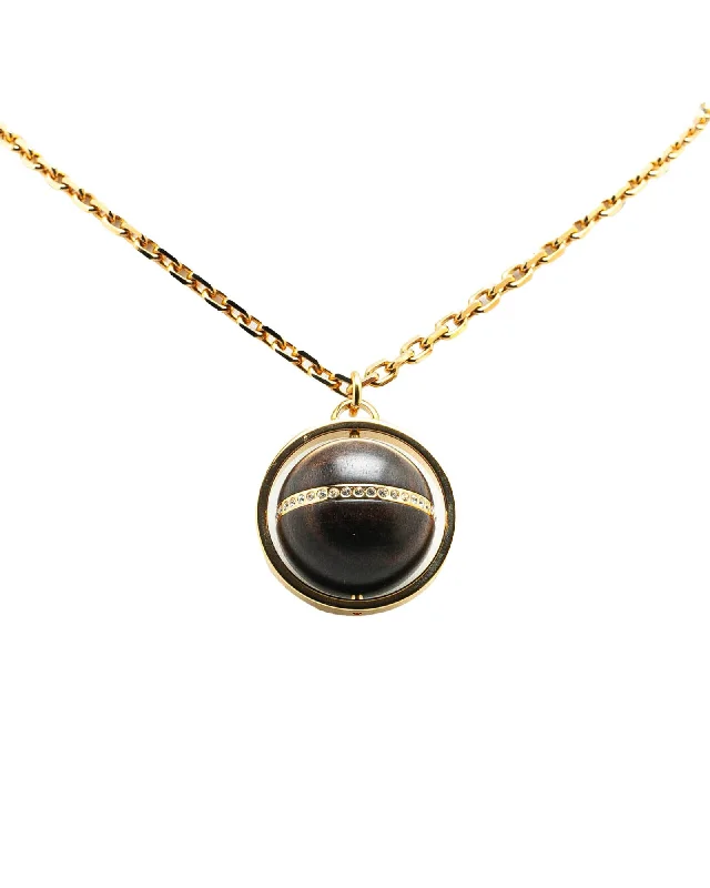 Ladies shining silver necklaces -Gold Plated Crystal Wood Ball Pendant Necklace