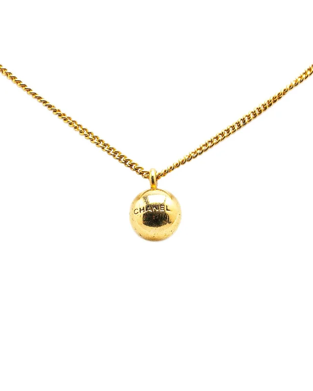 Ladies regal gold necklaces -Gold Plated Sphere Charm Pendant Necklace