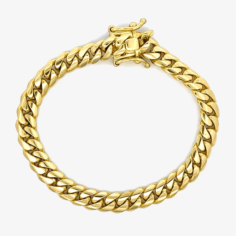 Ladies fitted charm bracelets -Solid 8mm Miami Cuban Link 8" Bracelet