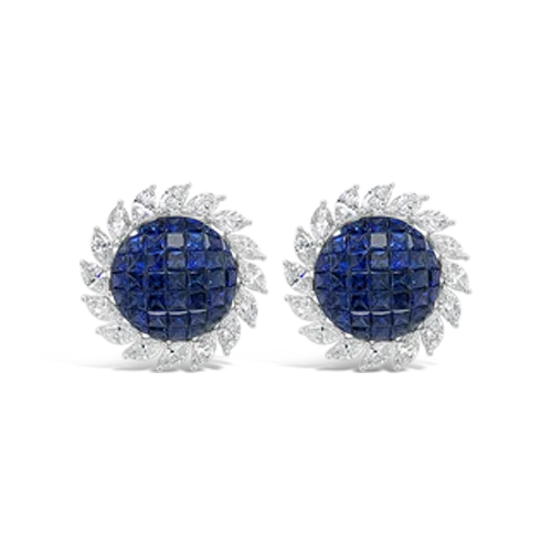 ladies chunky earrings statement style -Sapphire & Diamond Earrings