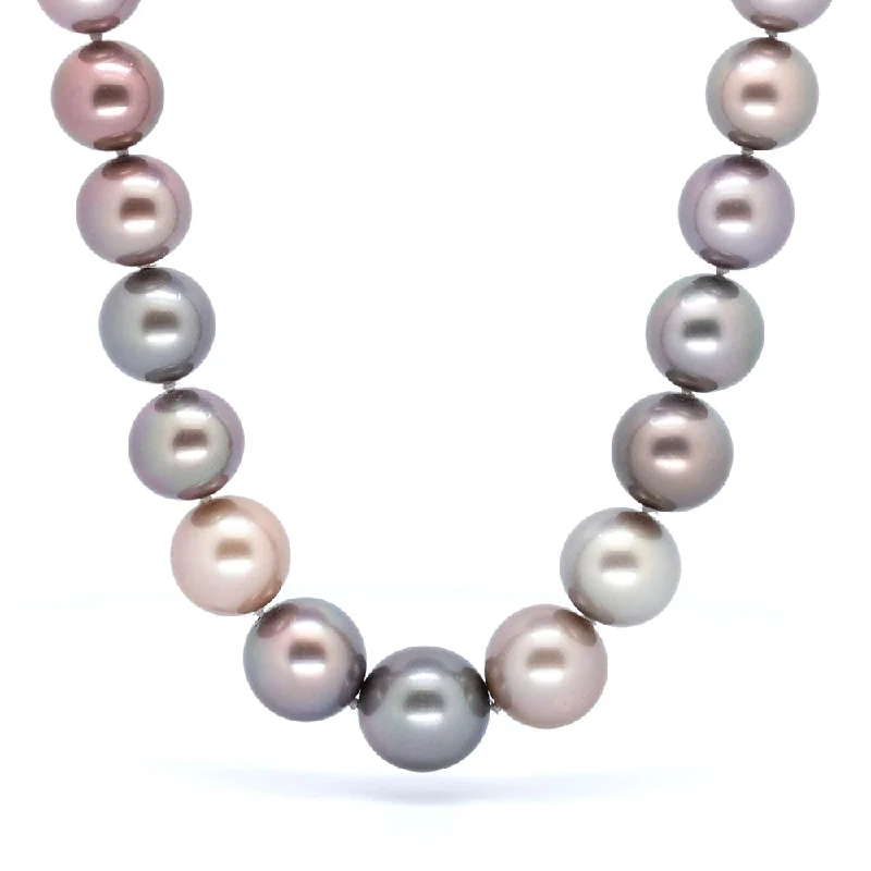 Ladies deep black necklaces -Multicolored Tahitian Pearl Necklace