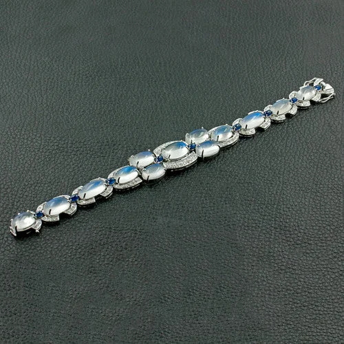 Ladies hazy glow bracelets -Moonstone, Sapphire & Diamond Bracelet