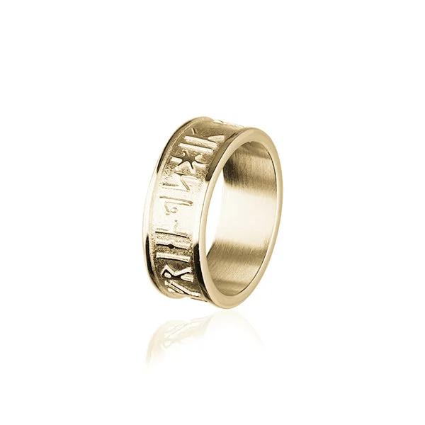 minimalist ring designs for women -Runic Gold Ring GR236