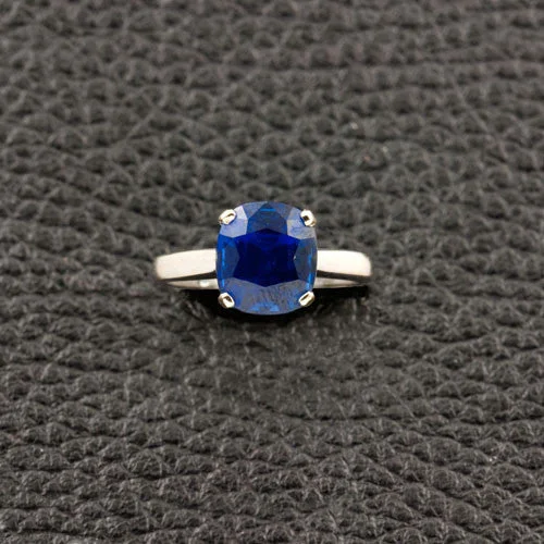 grid pattern rings for women -Cushion cut Sapphire Ring