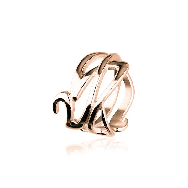 layered rings for women trendy -Art Nouveau Rose Gold Ring RR307