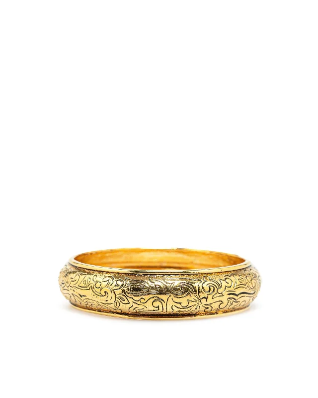 Ladies soft satin bracelets -Gold Plated Floral Arabesques Bangle