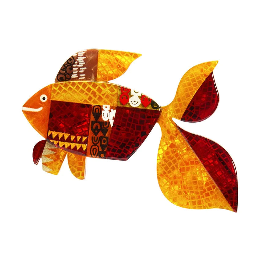 lattice pattern brooch for women -Erstwilder - A Goldfish Named Silence Brooch - Clare Youngs (2024)