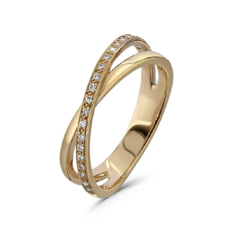 ribbon design rings for women -18ct Rose Gold 21d 2ring X/O