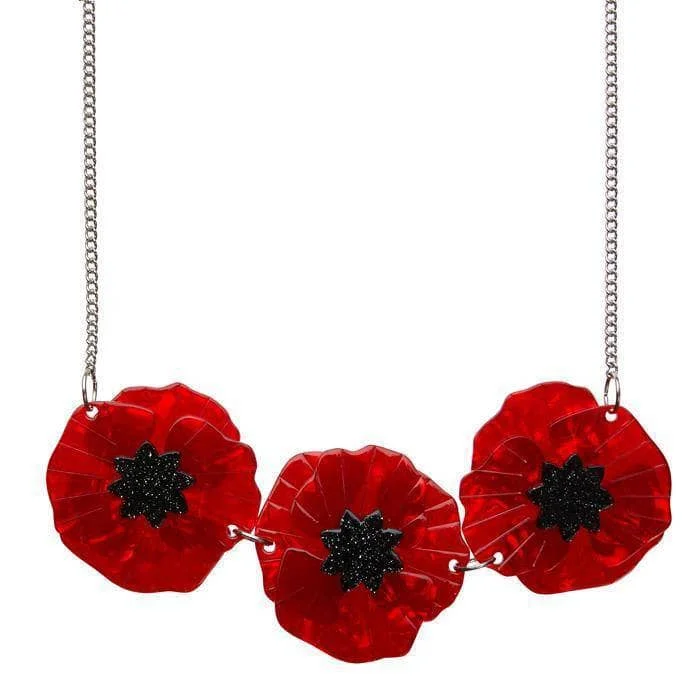 Ladies frosty glow necklaces -Erstwilder Poppy Field Necklace