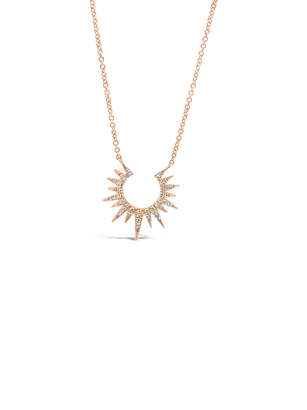 Ladies pearly moonstone necklaces -Diamond Sunburst Necklace