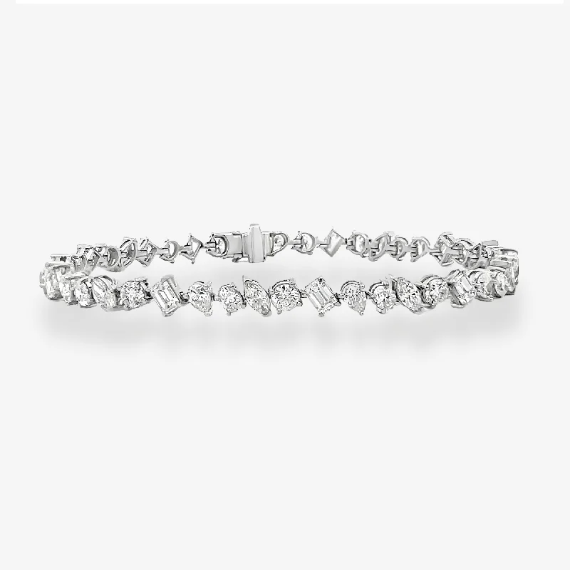 Ladies bright white gold bracelets -7.70CT Mixed Shape Diamond Tennis Bracelet