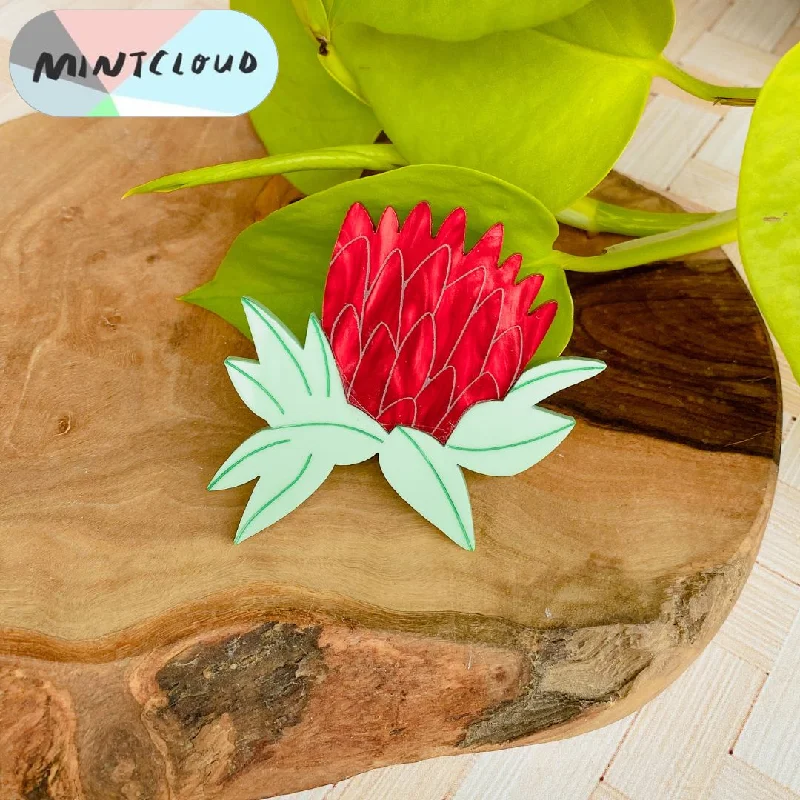 affordable ladies brooch under 40 -Mintcloud Marble Waratah Brooch