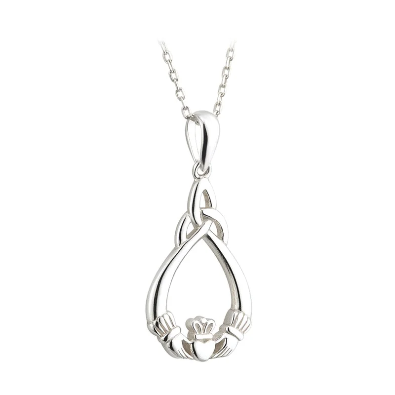 Ladies handmade artisan necklaces -Sterling Silver Claddagh Trinity Necklace