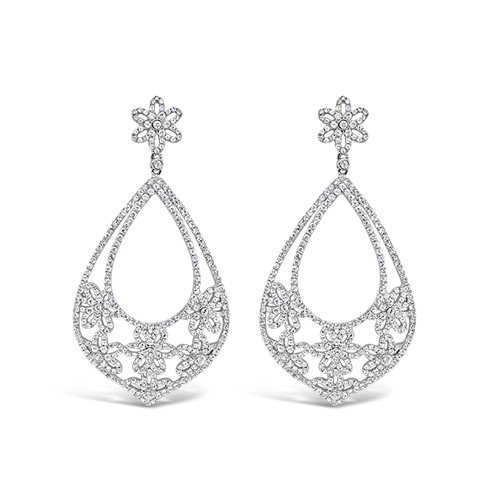 knot design earrings for women -White Sapphire Chandelier Earrings