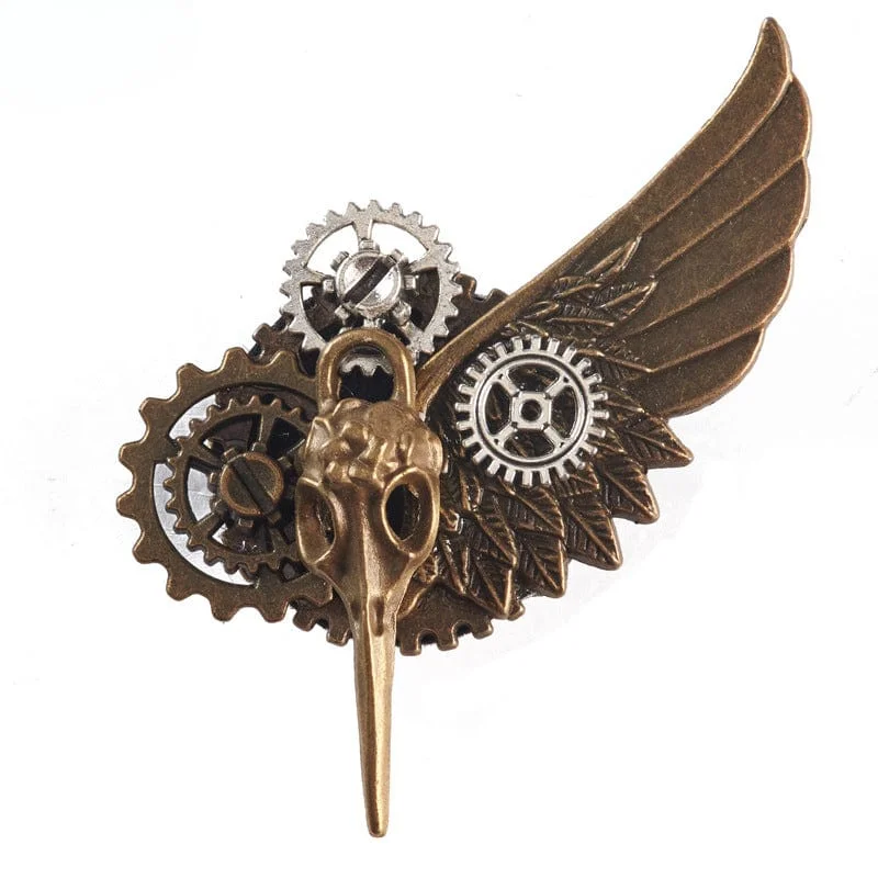 minimalist moon brooch for women -Unisex Steampunk Skull Gear Brooch