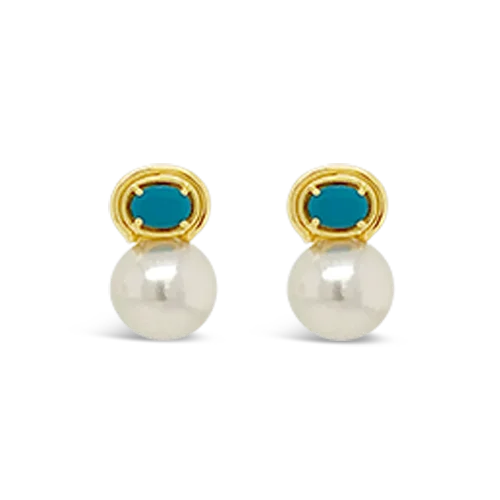 minimalist black earrings for women -Pearl & Turquoise Earrings