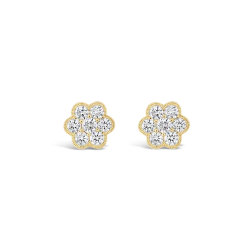 minimalist hoop earrings for women -Diamond Flower Earrings