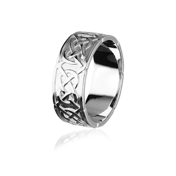 ladies gold rings cat motifs -Celtic Silver Ring XXR126