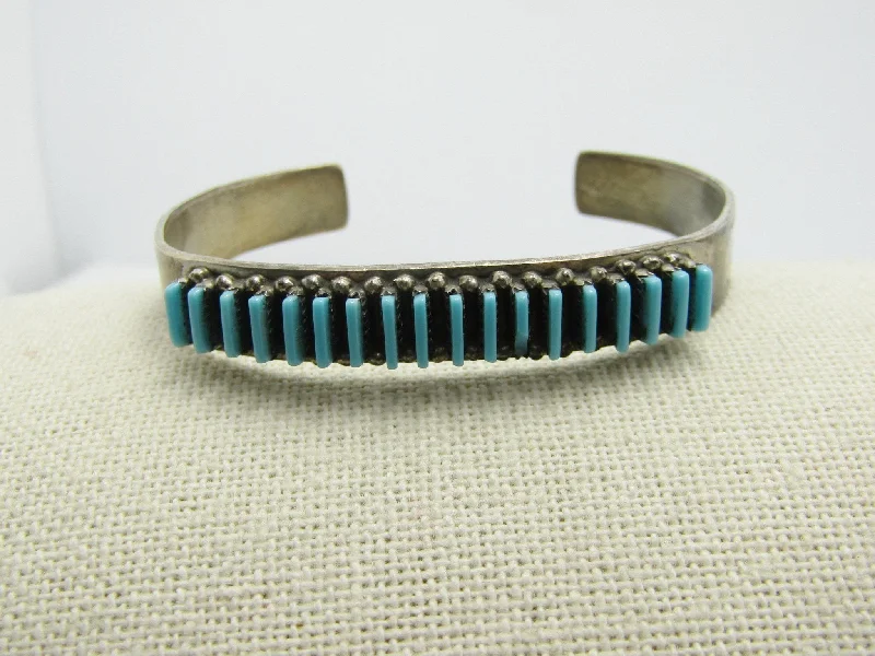 Ladies refined shine bracelets -Vintage Zuni Turquoise Needlepoint Bracelet, Signed R.L. Lastyano