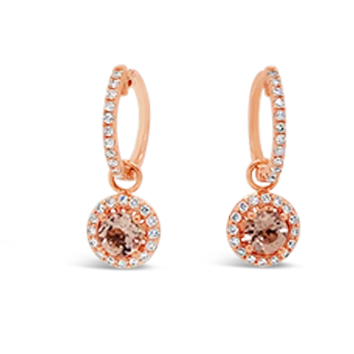 ladies rose gold earrings links -Morganite & Diamond Earrings