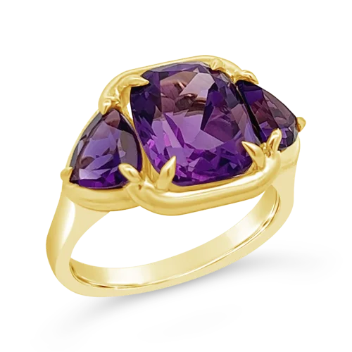 beaded band rings for women -Amethyst & Gold Ring