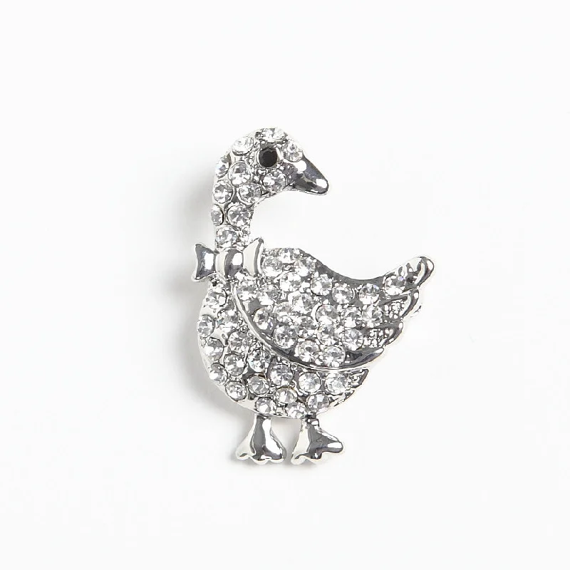 minimalist pin brooch for women -Sparkly Diamante Crystal Duck Brooch