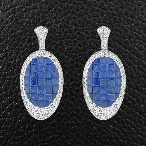 ladies yellow gold earrings dots -Sapphire & Diamond Earrings