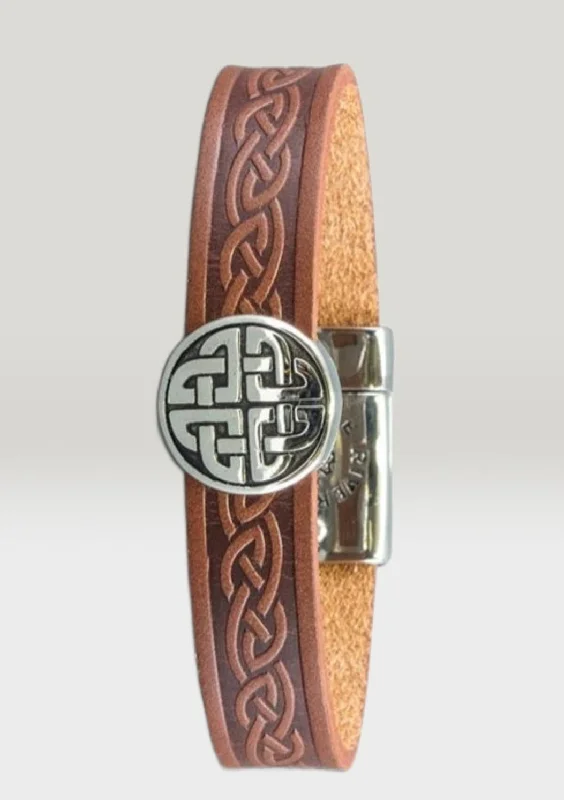 Ladies timeless chic bracelets -Knot Brown Celtic Cuff Leather Bracelet